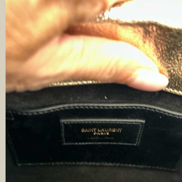 Authentic Yves Saint Laurent Metallic Champagne Gold Clutch with Gold Chain - Picture 9 of 14